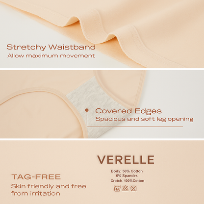 Verelle® 5-Pack High Waisted Comfort Cotton Briefs